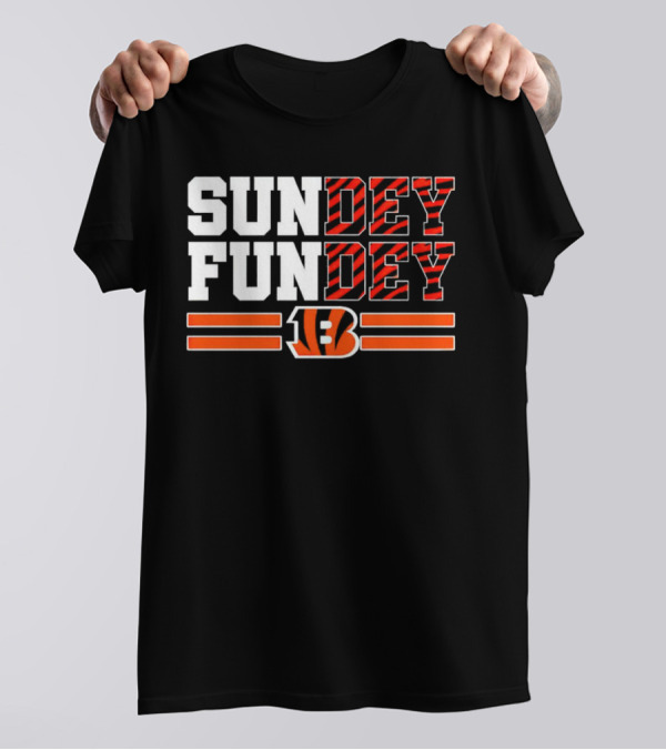 Cincinnati Bengals Sundey Funday B Logo Orange Stripes T-Shirt