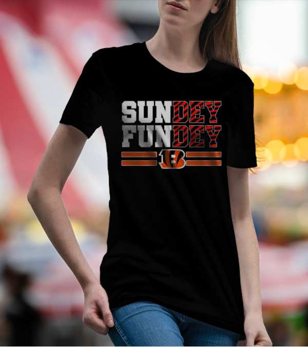 Cincinnati Bengals Sundey Funday B Logo Orange Stripes T-Shirt