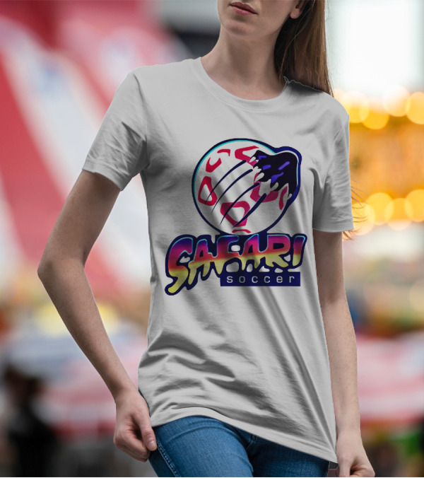 Detroit Safari Soccer Neon Animal Print球 T-Shirt