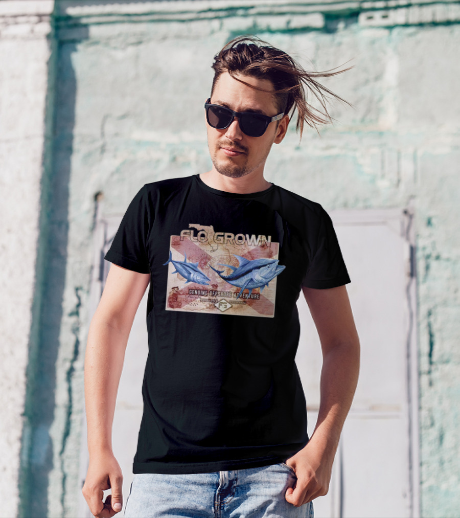Flogrown Genuine Offshore Adventure Florida Treasure Map Blue Marlin T-Shirt