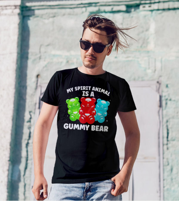 My Spirit Animal Is A Gummy Bear Trio Featuring Red Green And Blue Bears T-Shirt