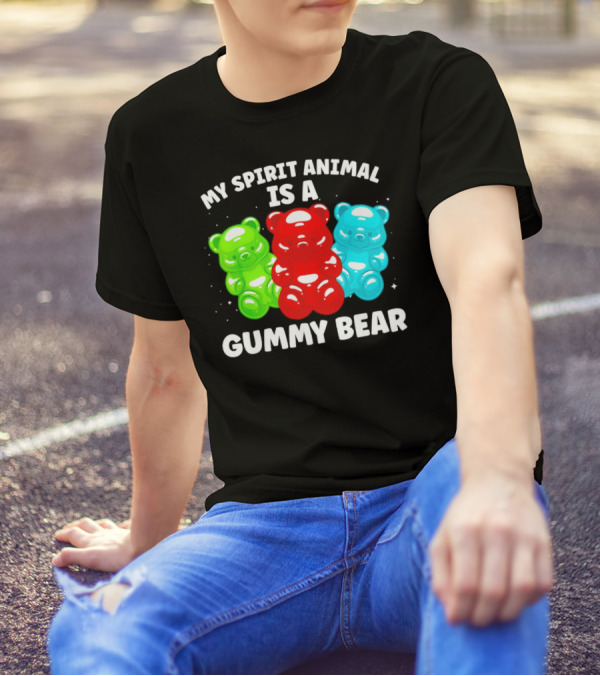 My Spirit Animal Is A Gummy Bear Trio Featuring Red Green And Blue Bears T-Shirt