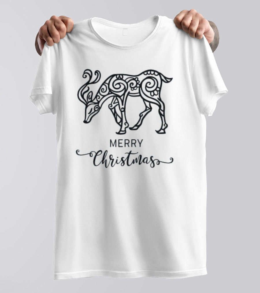 Merry Christmas Reindeer Swirl T-Shirt