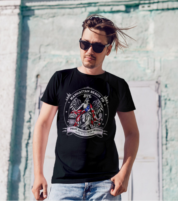 Manhattan Beach PD EOW 10-4-23 Police Officer Chad Swanson Blessed Are The Peacemakers T-Shirt