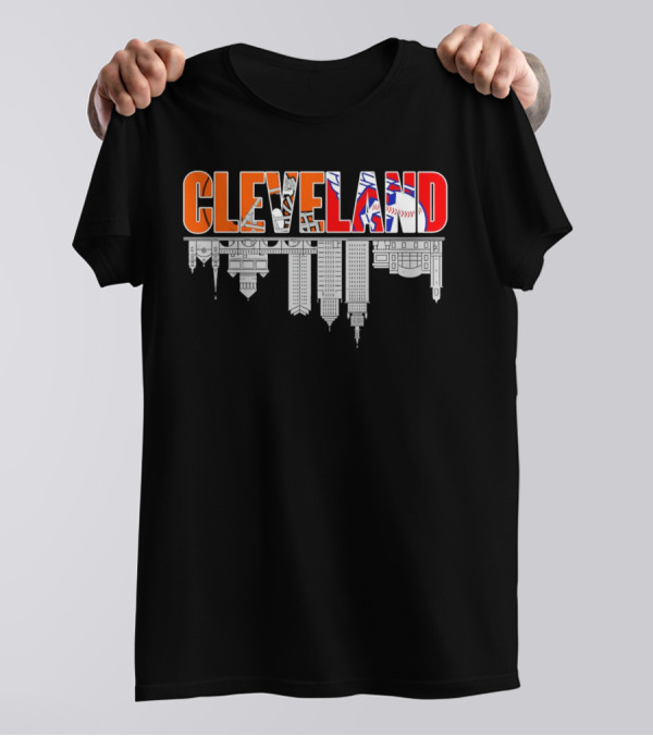 Cleveland City Sports Team Cleveland Browns Cleveland Guardians Skyline T-Shirt