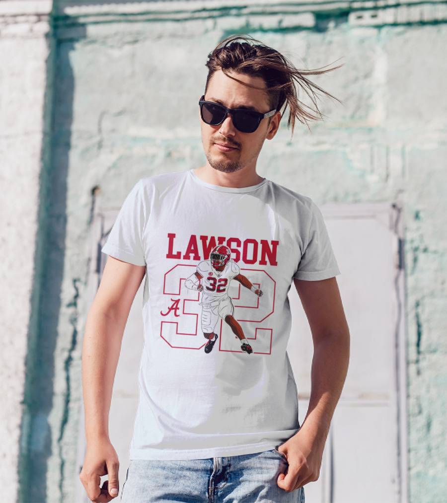 Lawson 32 Alabama Crimson Tide Football Caricature T-Shirt