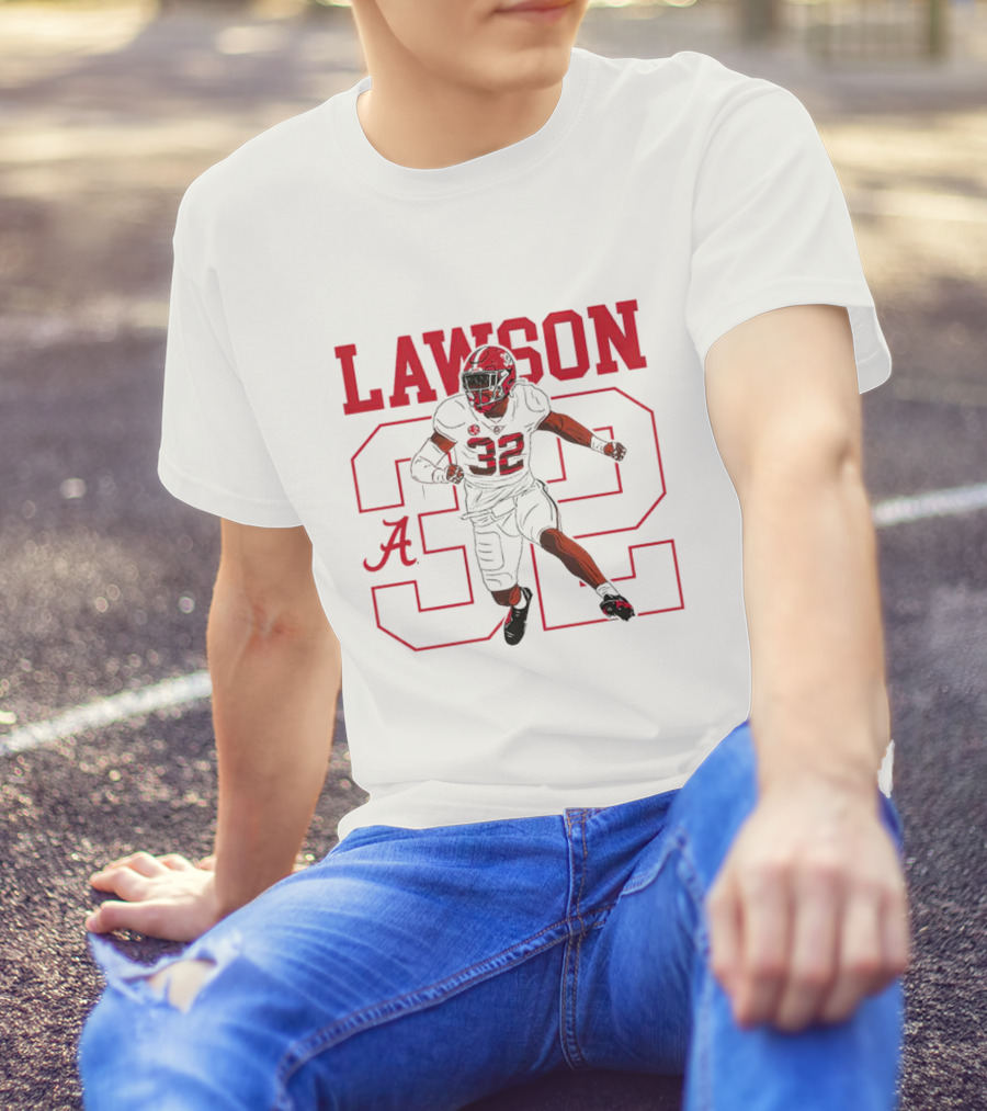 Lawson 32 Alabama Crimson Tide Football Caricature T-Shirt