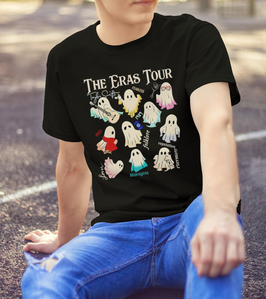The Eras Tour Ghosts Taylor Swift Fearless Red 1989 Folklore Reputation Lover Evermore Midnights Halloween T-Shirt