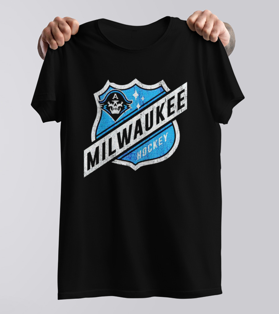 Milwaukee Hockey Admirals Badge Skull T-Shirt
