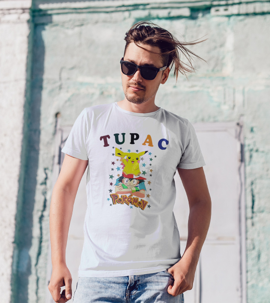 Tupac Pikachu Pokemon Mashup With Stars T-Shirt