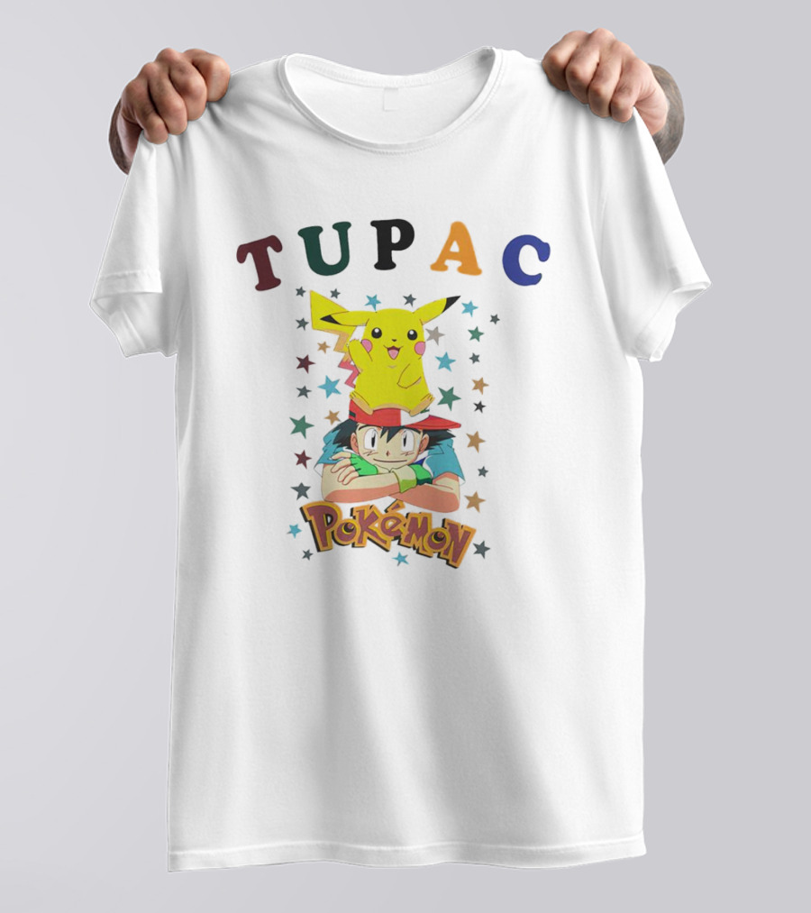 Tupac Pikachu Pokemon Mashup With Stars T-Shirt