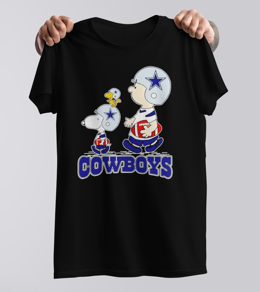 Dallas Cowboys Snoopy Charlie Brown Woodstock Football Helmets T-Shirt