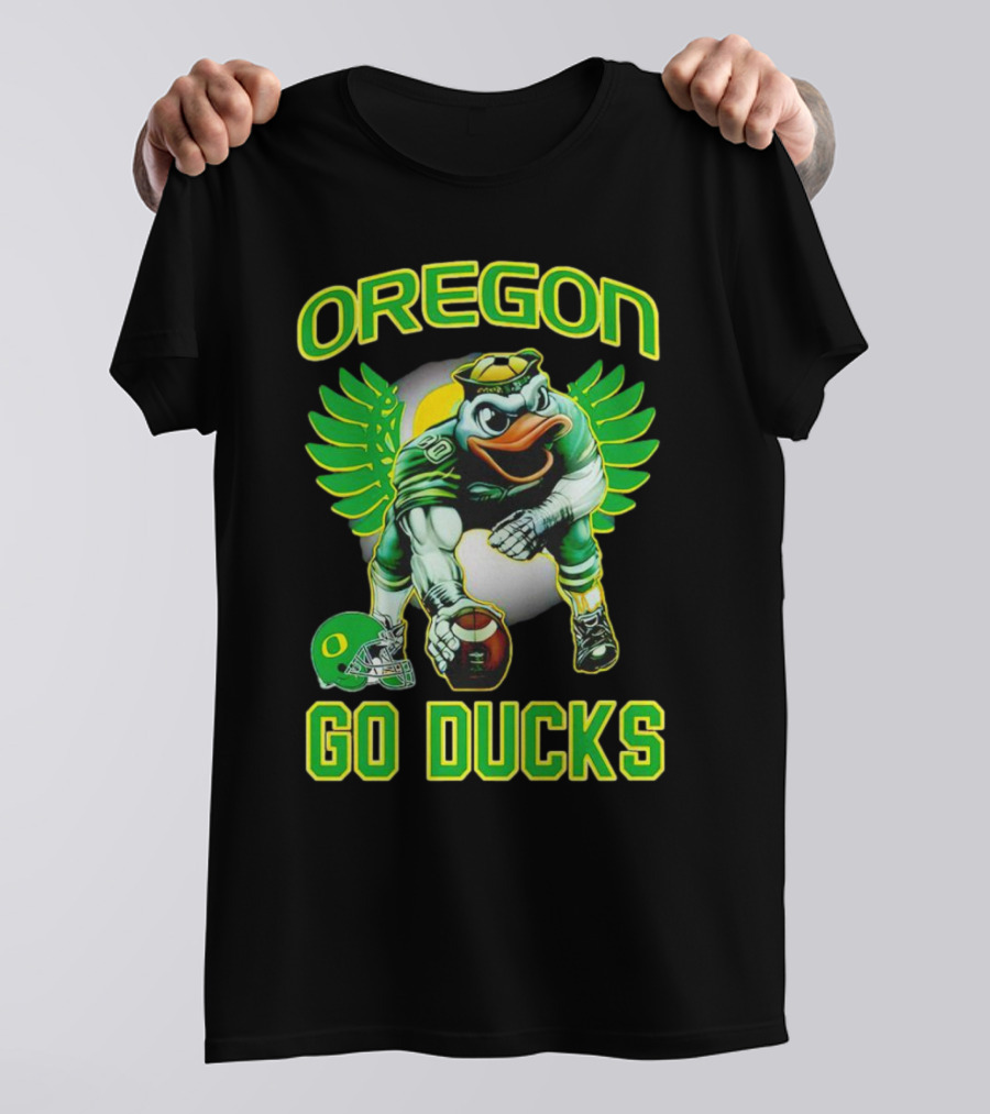 Oregon Ducks Football Go Ducks Mascot With Green Wings And Helmet T-Shirt