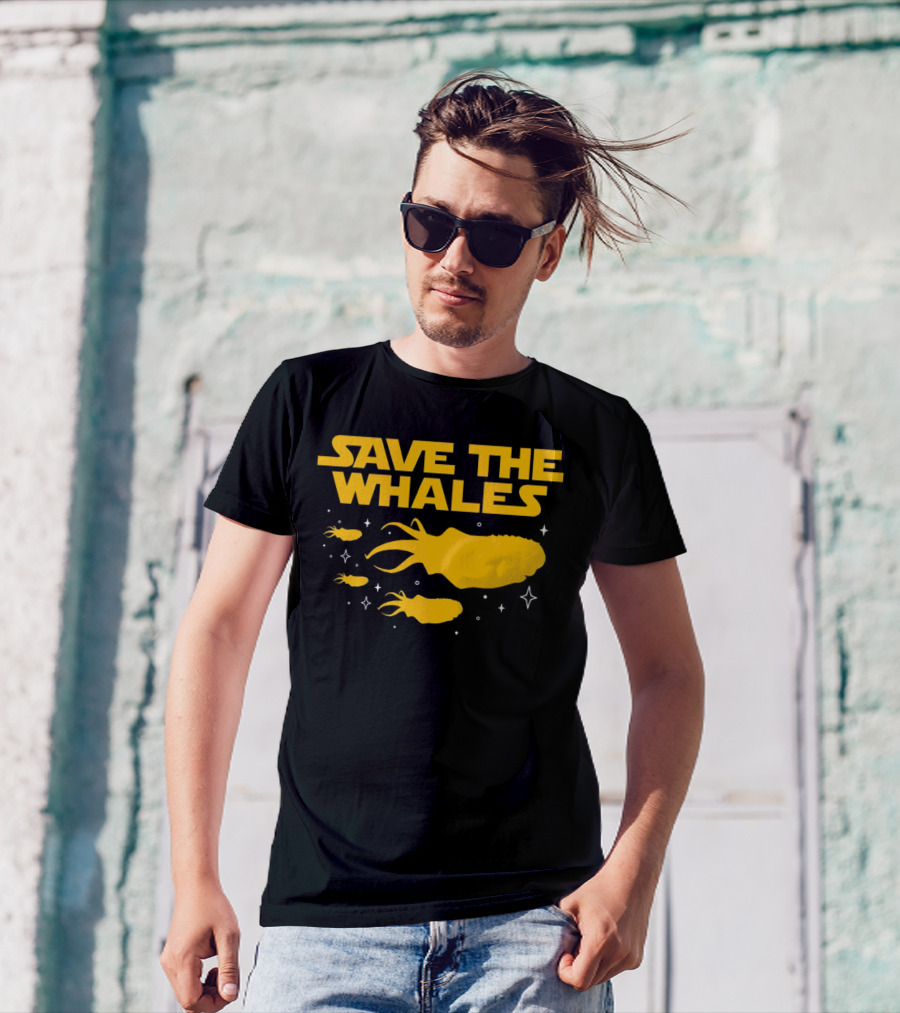 Save The Whales I Mean Purrgil Star Wars Parody Yellow Space Creatures T-Shirt
