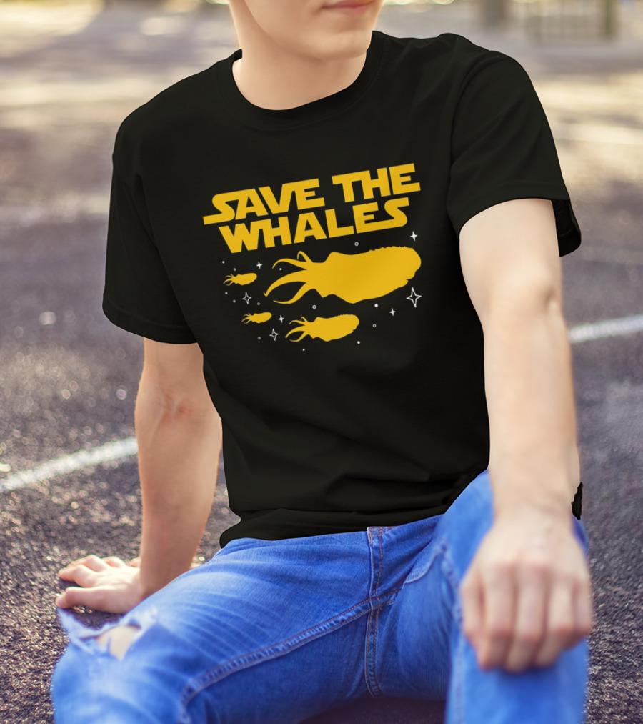 Save The Whales I Mean Purrgil Star Wars Parody Yellow Space Creatures T-Shirt