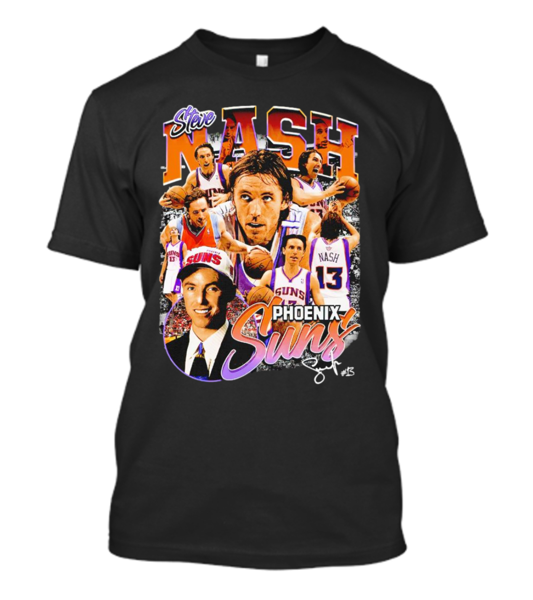 Steve Nash Phoenix Suns Basketball NBA Signature Collage T-Shirt