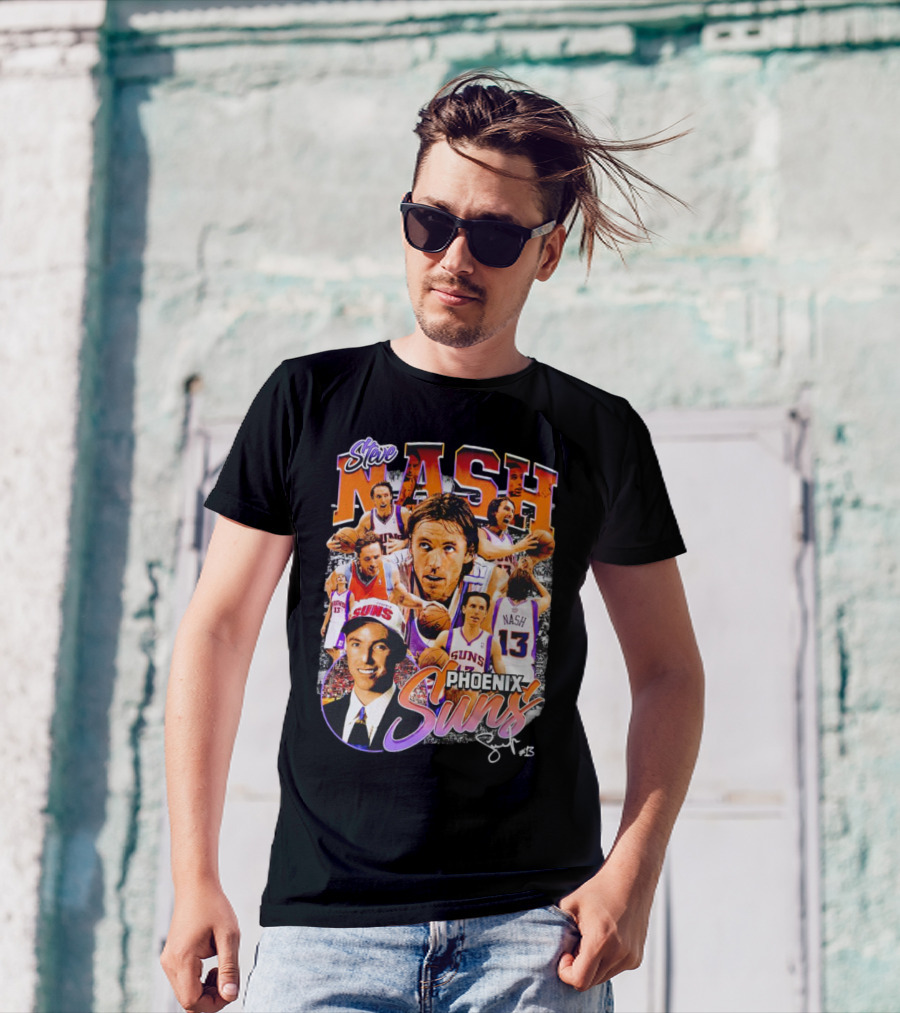 Steve Nash Phoenix Suns Basketball NBA Signature Collage T-Shirt