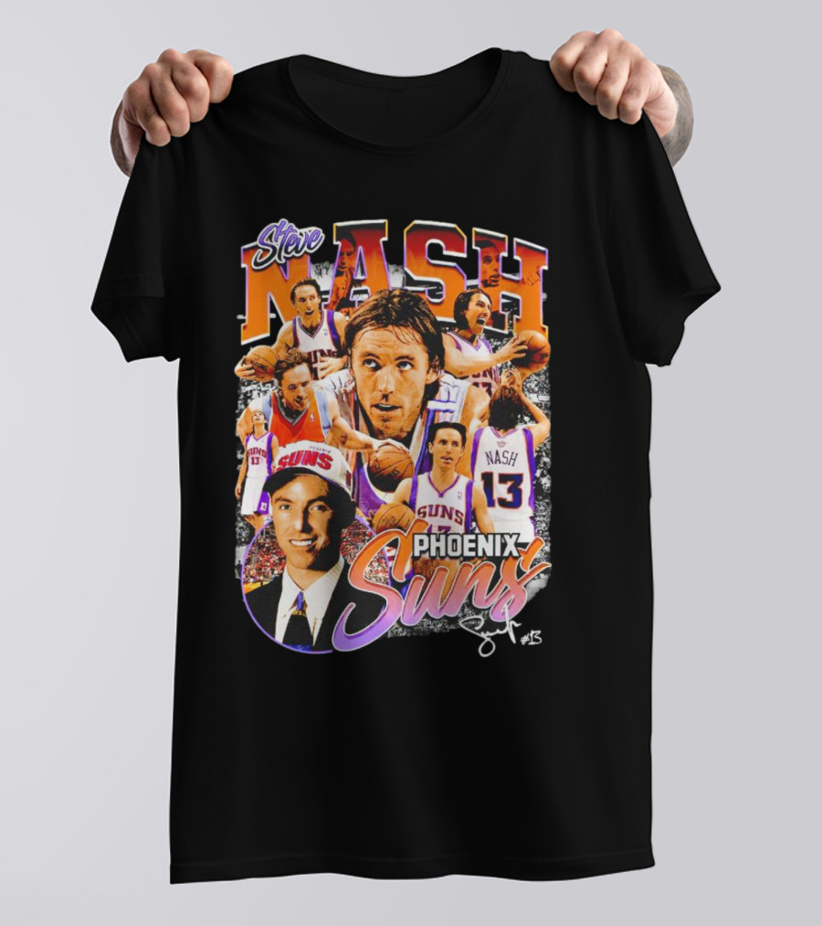 Steve Nash Phoenix Suns Basketball NBA Signature Collage T-Shirt