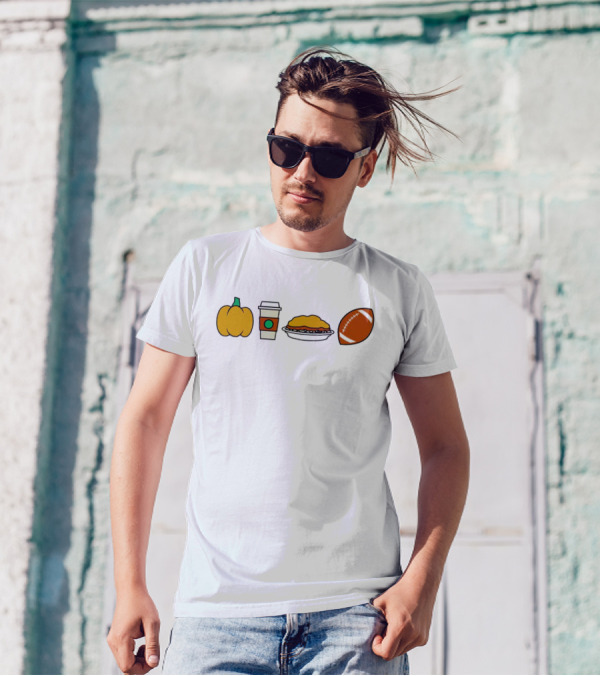 Cincinnati Fall Icons Pumpkin Coffee Pie Football T-Shirt