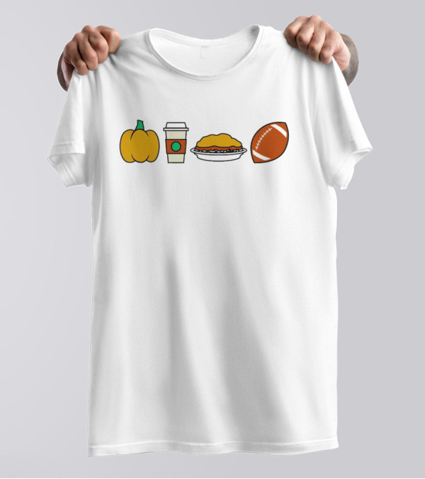 Cincinnati Fall Icons Pumpkin Coffee Pie Football T-Shirt