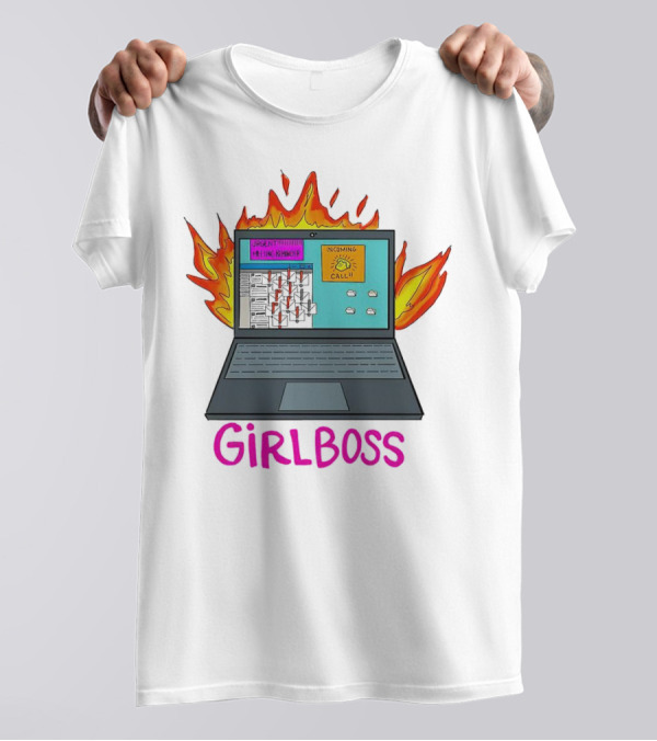 Girlboss Icarus Urgent Reminder Call Laptop On Fire T-Shirt
