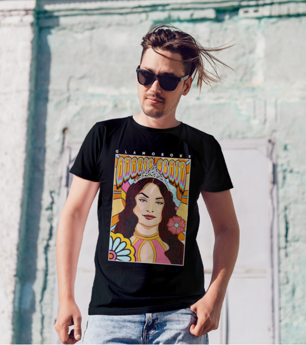 Glamorous Amaris Blair Psychedelic Floral Art With Tiara T-Shirt