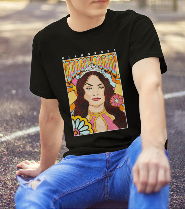 Glamorous Amaris Blair Psychedelic Floral Art With Tiara T-Shirt