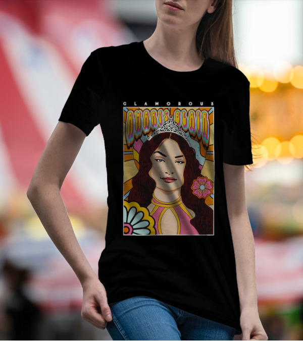 Glamorous Amaris Blair Psychedelic Floral Art With Tiara T-Shirt