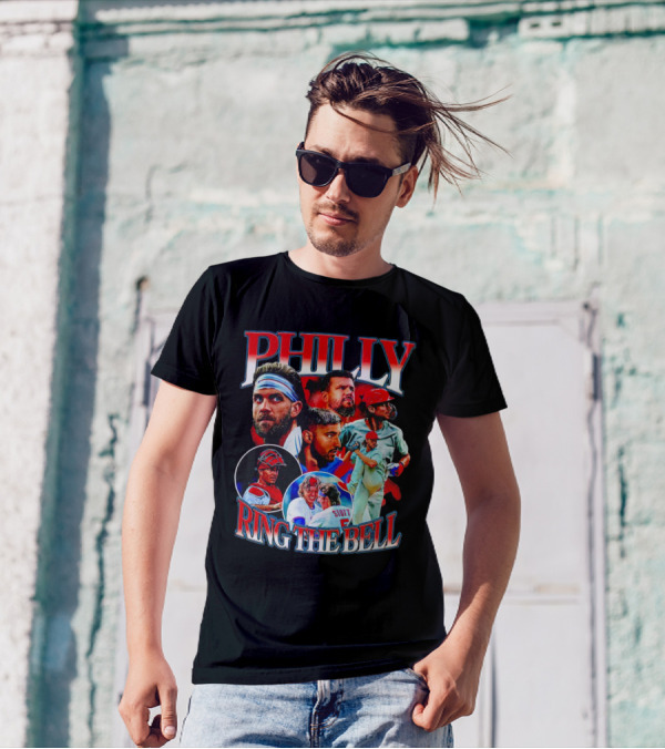 PHILLY RING THE BELL Baseball Players Collage T-Shirt