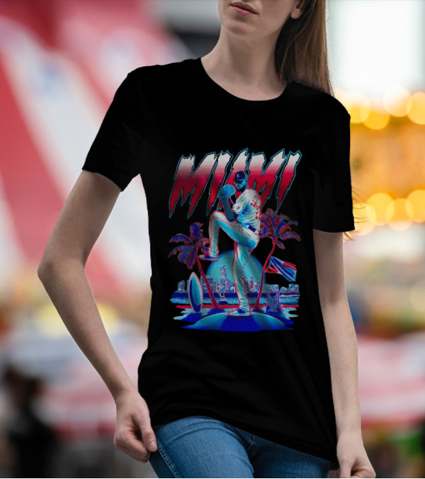 Miami Marlins Sandy Alcántara Cartoon Vintage T-Shirt