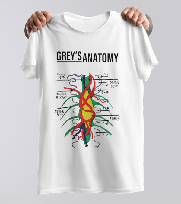 Grey’s Anatomy Drawing Vein Spinal Corp Feeding Arteries Nerve Root Tumor T-Shirt