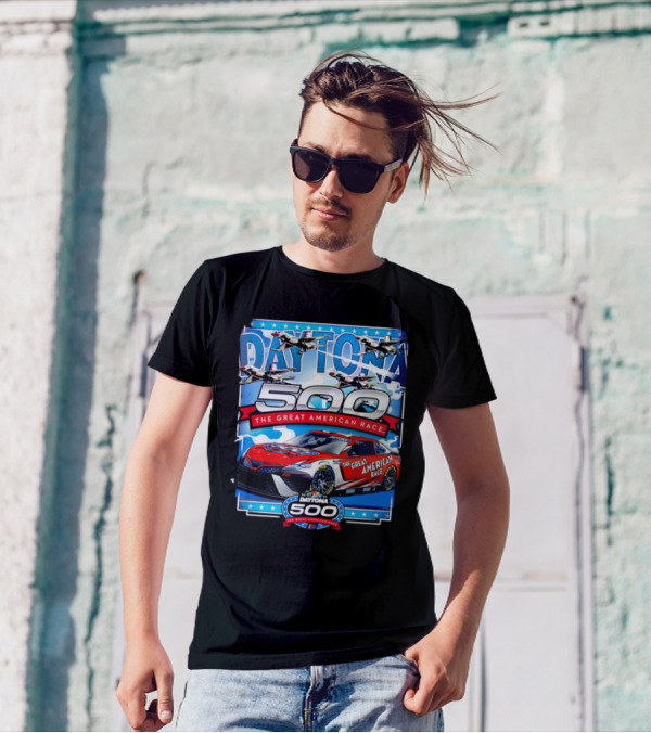 Daytona 500 The Great American Race NASCAR Car With Planes And Stars T-Shirt