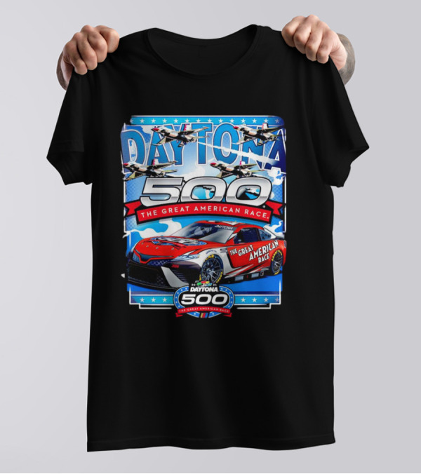 Daytona 500 The Great American Race NASCAR Car With Planes And Stars T-Shirt