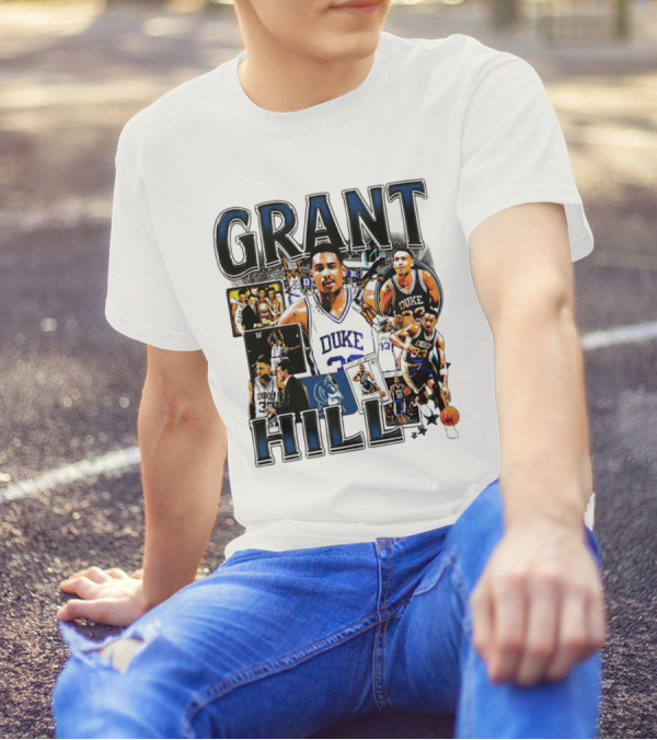 Grant Hill Duke Blue Devils Basketball Collage NBA Icon Player T-Shirt