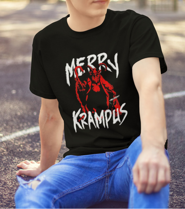 Merry Krampus Helpppp Horror Red Demon T-Shirt