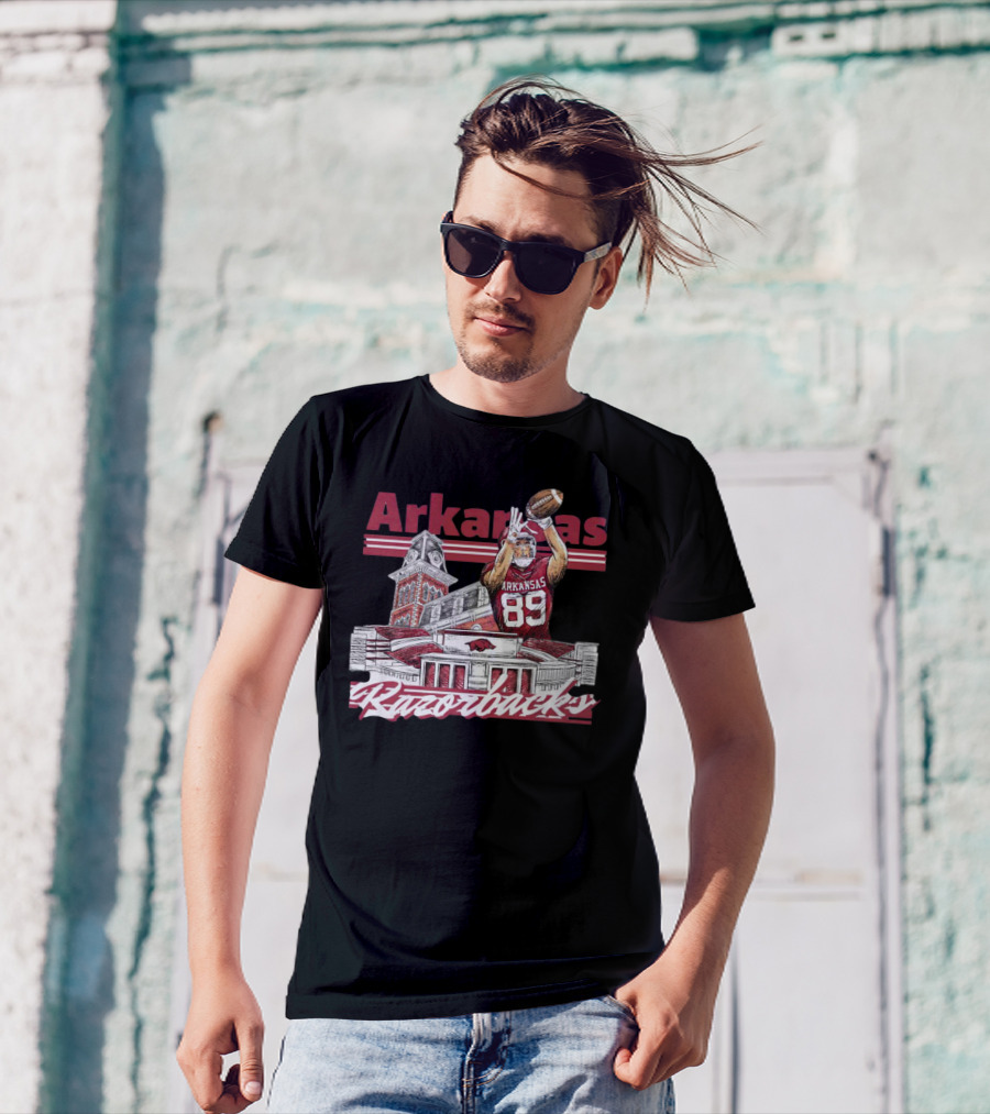 Arkansas Razorbacks Collegiate Landmarks Football Player 89 T-Shirt