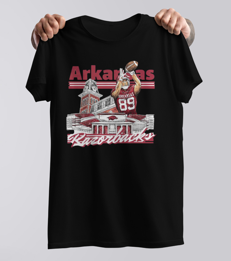 Arkansas Razorbacks Collegiate Landmarks Football Player 89 T-Shirt