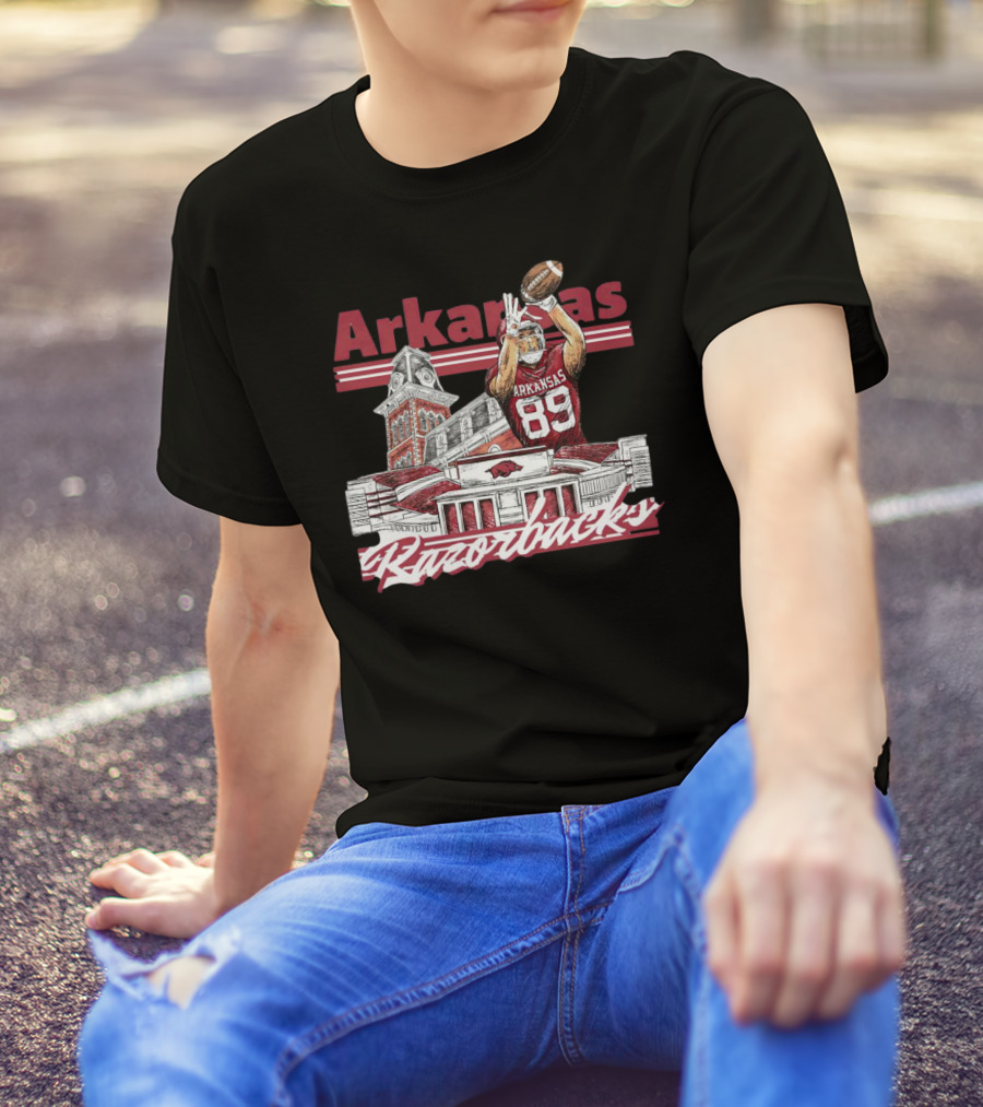 Arkansas Razorbacks Collegiate Landmarks Football Player 89 T-Shirt