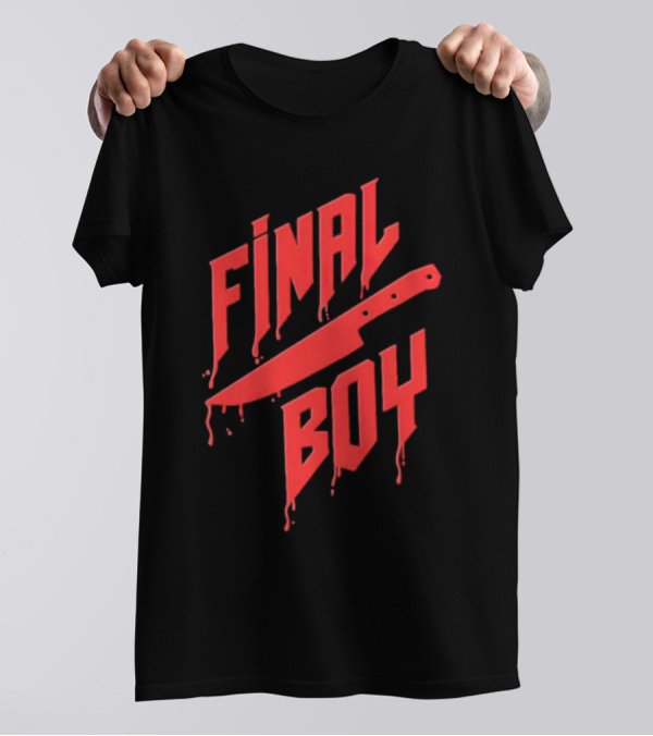 Final Boy Knife Dripping Blood Text T-Shirt