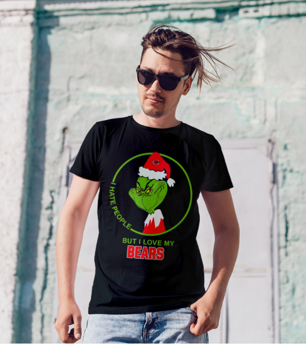 I Hate People But I Love My Bears Grinch Christmas Hat T-Shirt