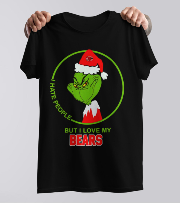 I Hate People But I Love My Bears Grinch Christmas Hat T-Shirt