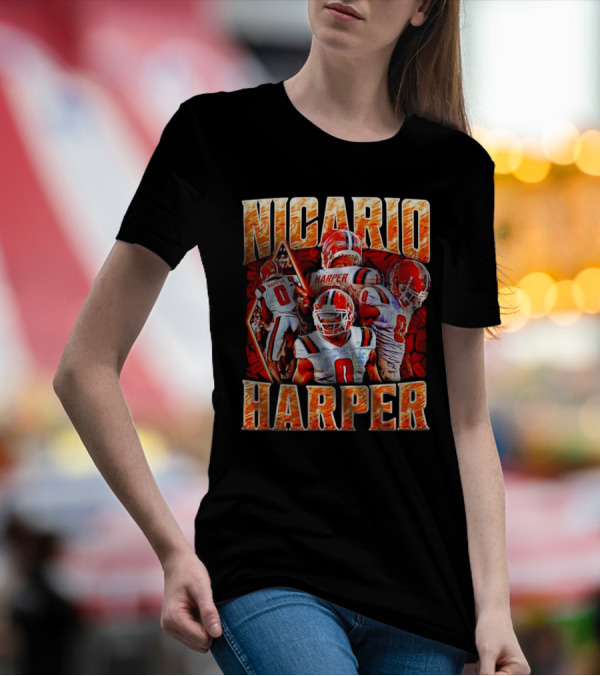 Nicario Harper Illinois Fighting Illini Football Vintage Harper 0 Jersey Collage T-Shirt