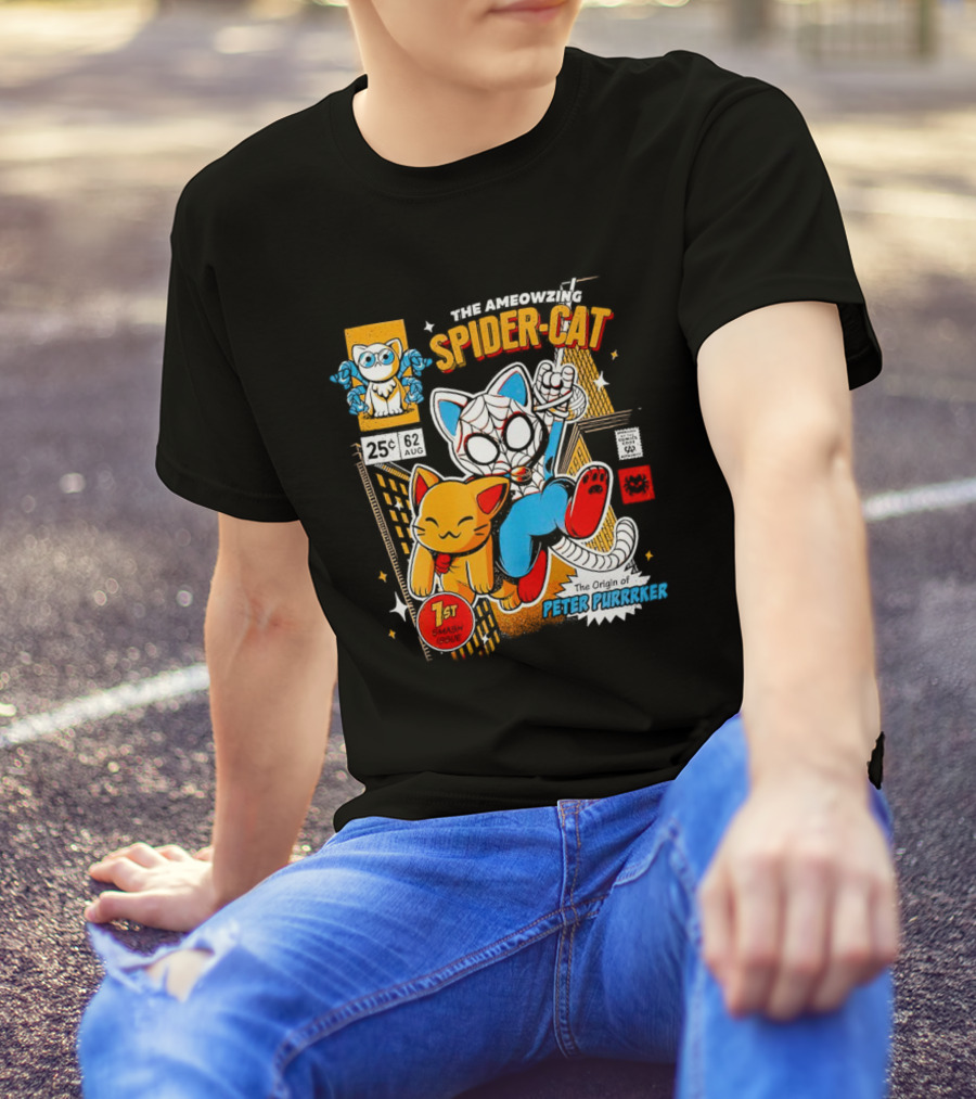 The Ameowzing Spider-Cat 1st Issue The Origin Of Peter Purrrker Comic T-Shirt