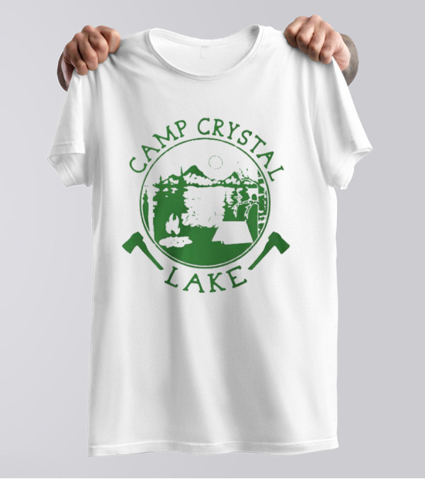 Camp Crystal Lake Axe Campfire Scenic Forest T-Shirt