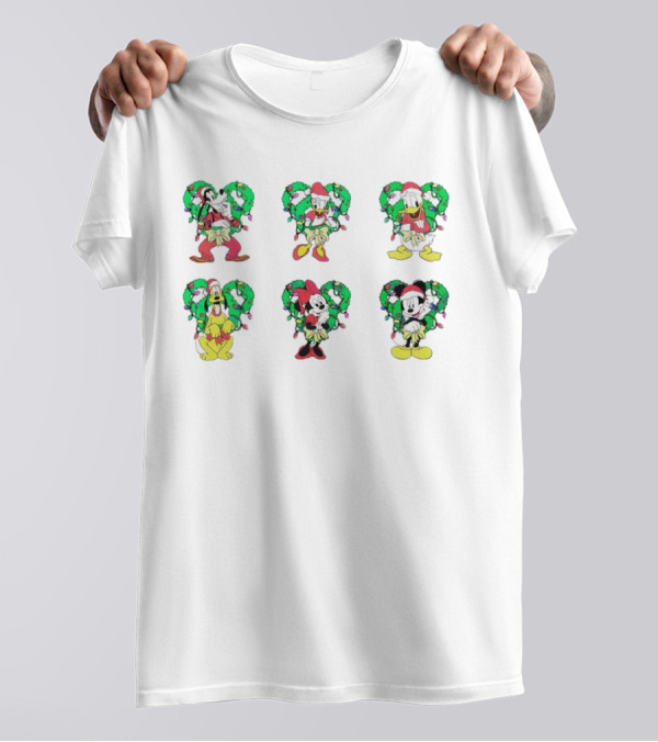 Mickey And Friends Festive Christmas Wreath Collection T-Shirt