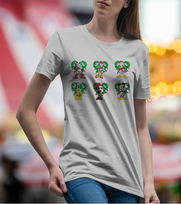 Mickey And Friends Festive Christmas Wreath Collection T-Shirt