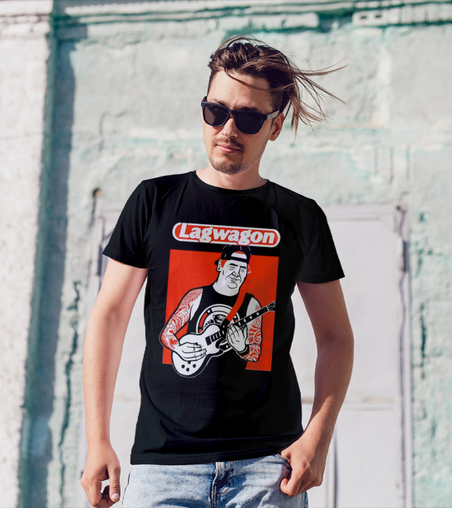 Lagwagon Flip Guitarist With Tattooed Arms In Cap And Tank Top T-Shirt