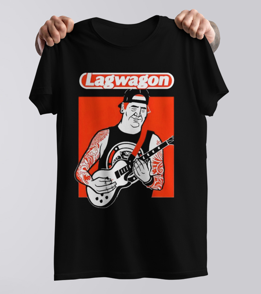 Lagwagon Flip Guitarist With Tattooed Arms In Cap And Tank Top T-Shirt
