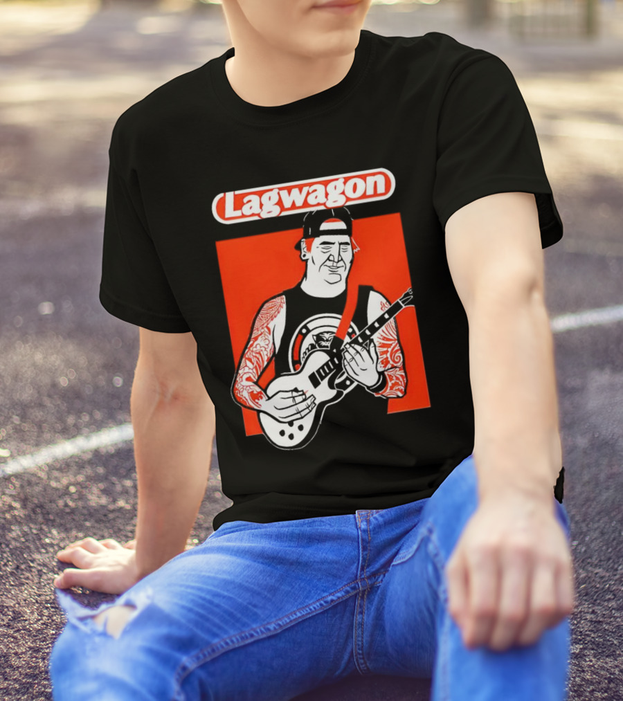 Lagwagon Flip Guitarist With Tattooed Arms In Cap And Tank Top T-Shirt