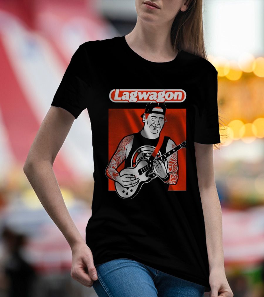 Lagwagon Flip Guitarist With Tattooed Arms In Cap And Tank Top T-Shirt